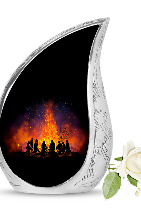 Black Exquisite Campfire Memorial Urn for Ashes - 10-inch, 200 cu in - Karyliz