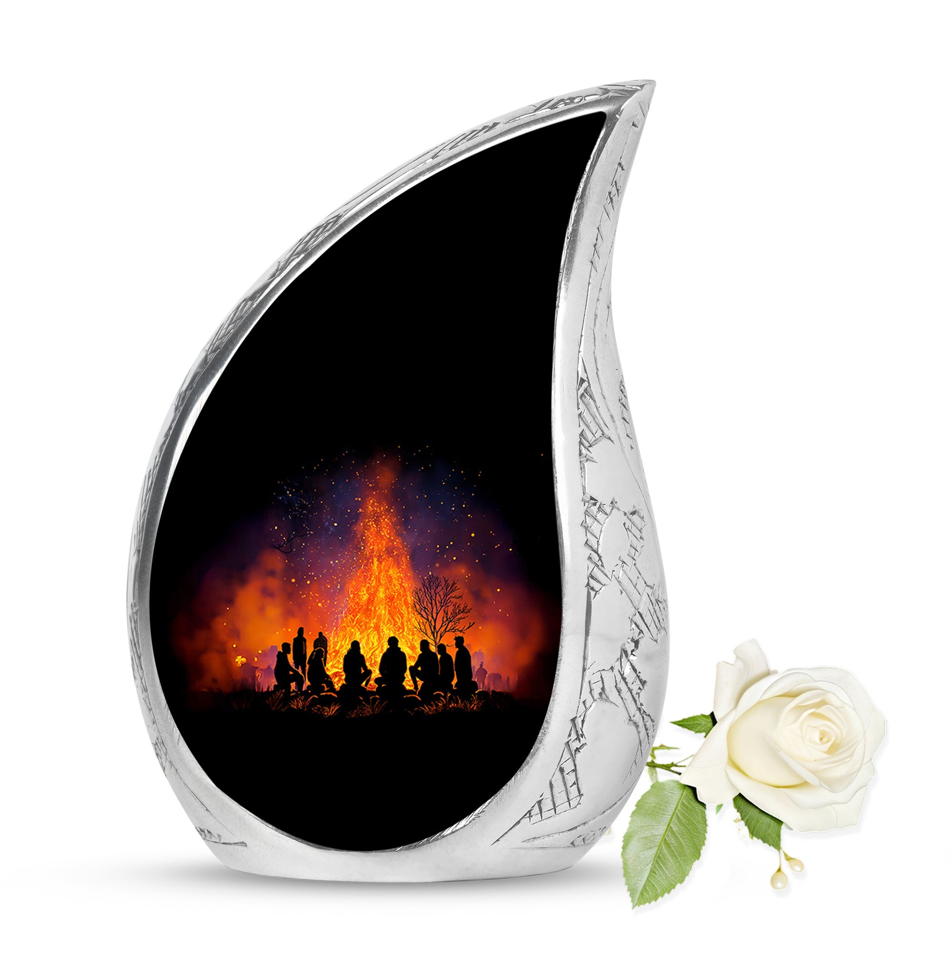 Black Exquisite Campfire Memorial Urn for Ashes - 10-inch, 200 cu in - Karyliz
