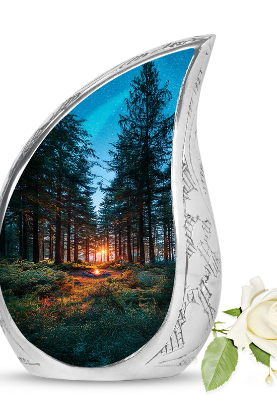 Dignified Blue Campfire Cremation Urn for Ashes - 10-inch, 200 cu in - Karyliz