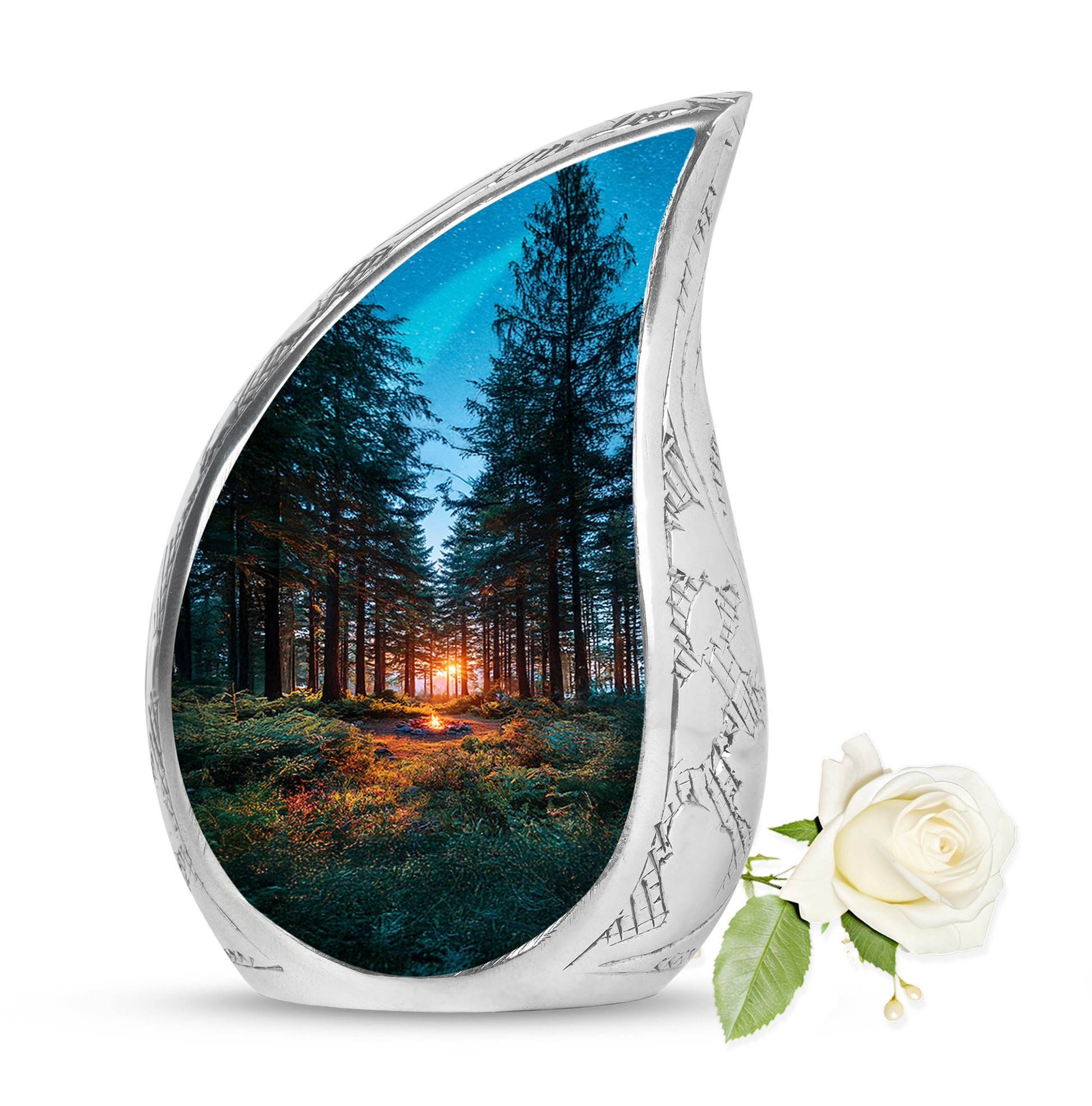Dignified Blue Campfire Cremation Urn for Ashes - 10-inch, 200 cu in - Karyliz