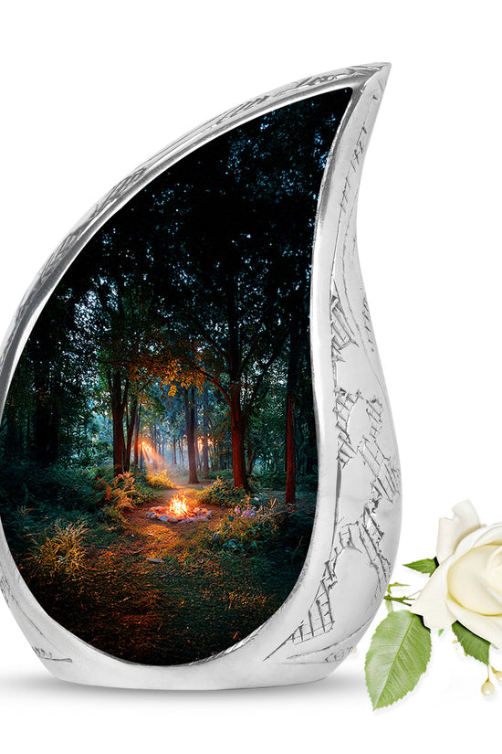 Black Resounding Campfire Memorial Urn for Ashes - 10-inch, 200 cu in - Karyliz