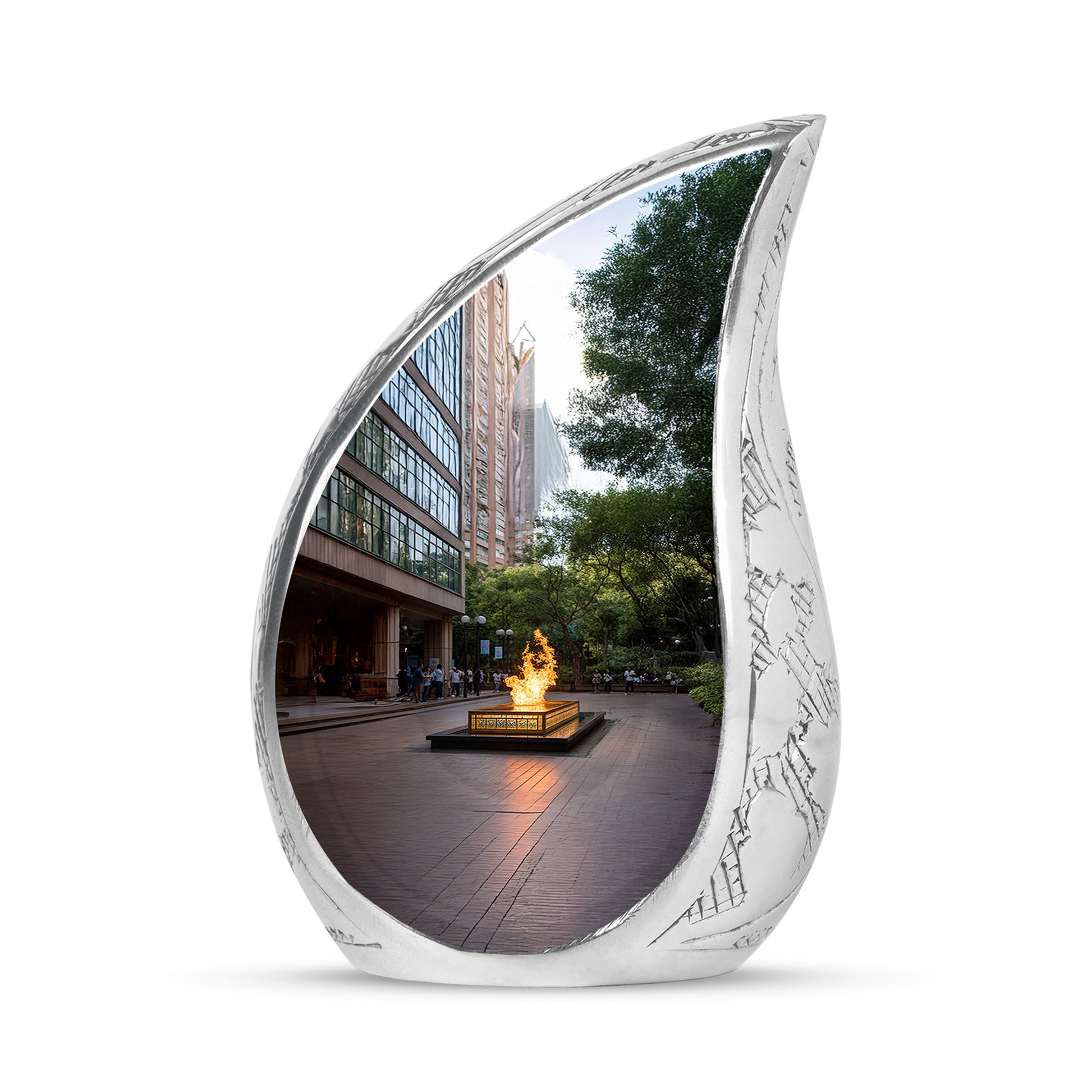 Graceful Black Campfire Solace Urn for Human Ashes - 10-inch, 200 cu in - Karyliz
