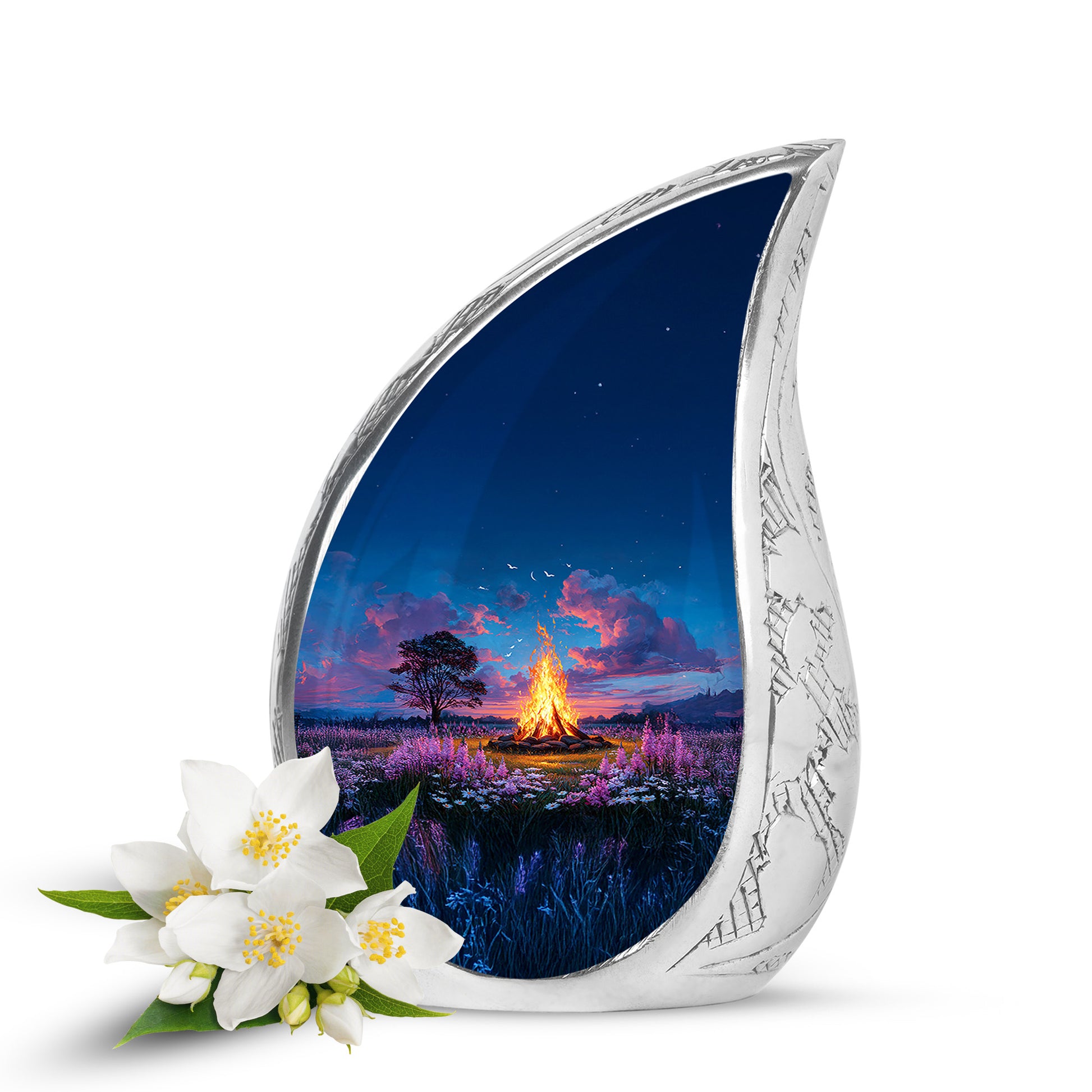 Personalized Campfire Cremation Urns - Soothing Blue 10-inch, 200 cu in - Karyliz