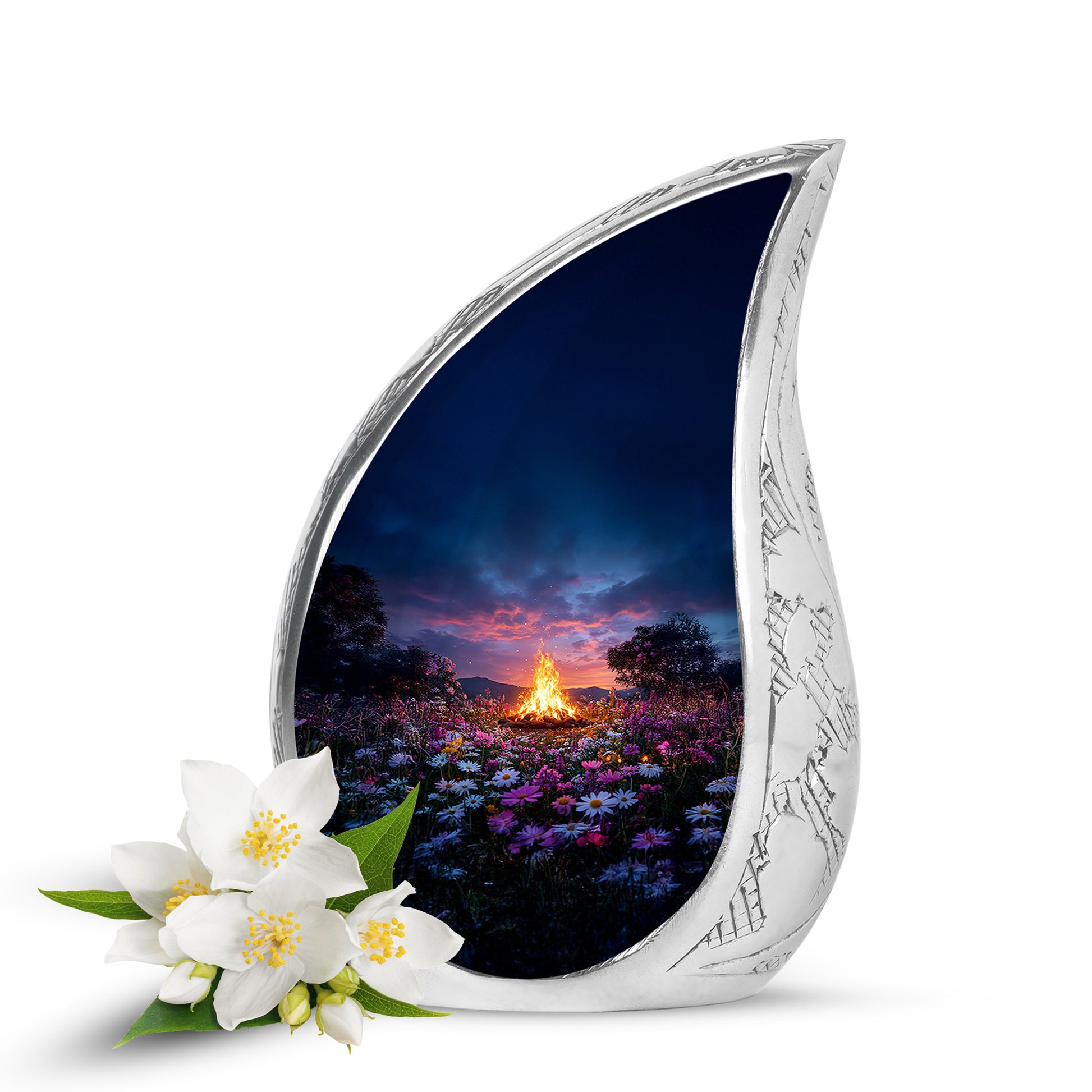 Blue Campfire Celebration Cremation Urns for Human Ashes - 10-inch, 200 cu in - Karyliz