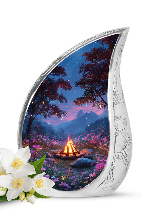 Personalized Refined Campfire Cremation Urns - Blue 10-inch, 200 cu in - Karyliz