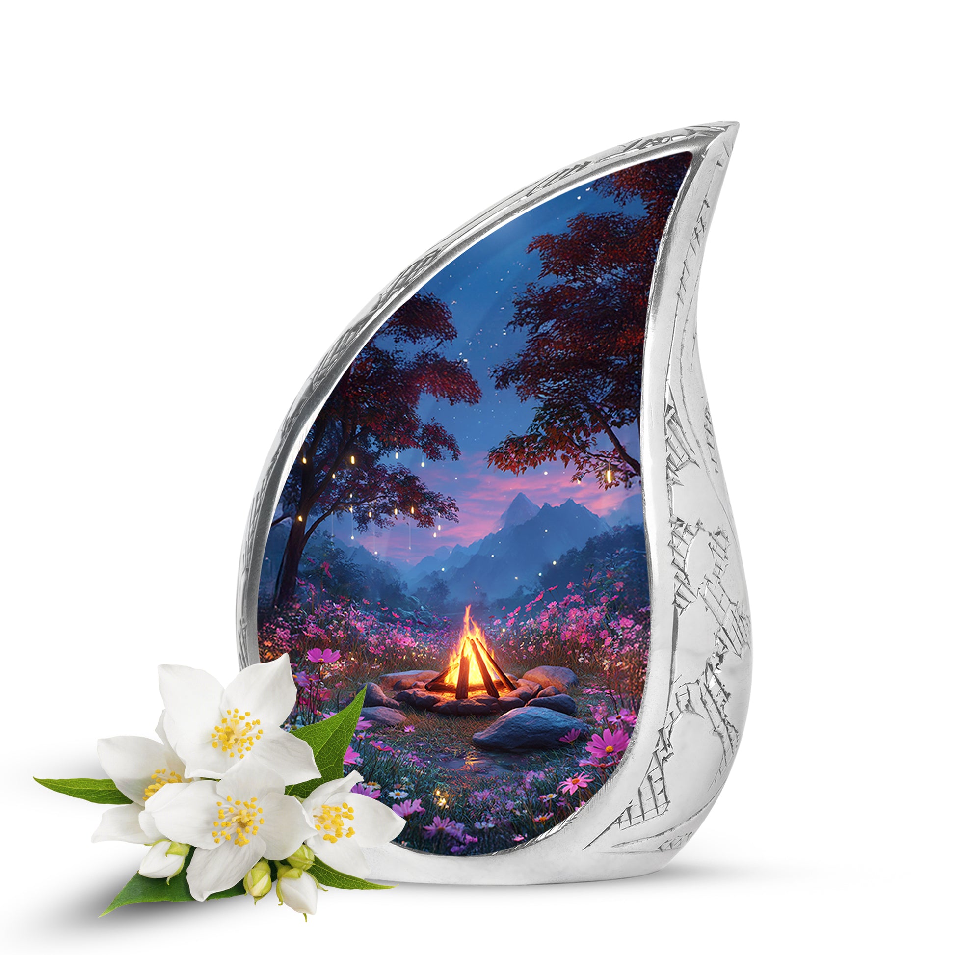 Personalized Refined Campfire Cremation Urns - Blue 10-inch, 200 cu in - Karyliz