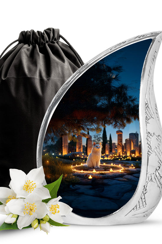 Cat Tribute Funeral Urn - Candle Theme Pet Cremation Urn For Ashes