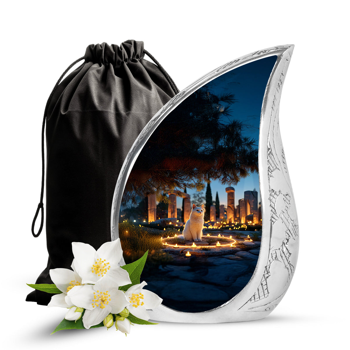 Cat Tribute Funeral Urn - Candle Theme Pet Cremation Urn For Ashes