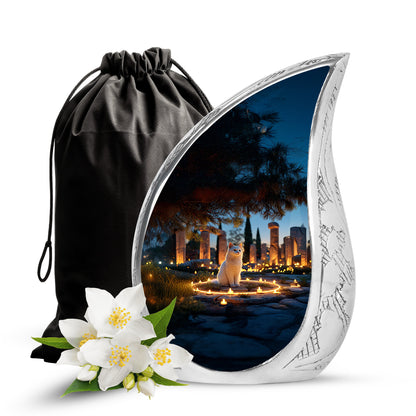 Cat Tribute Funeral Urn - Candle Theme Pet Cremation Urn For Ashes