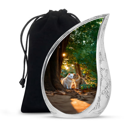 Two Cats Tribute Cremation Urn - Pet Memorial Urn For Ashes