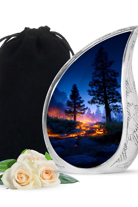 Halloween Pumpkin Forest Funeral Urn - Cremation Urn For Loved Ones
