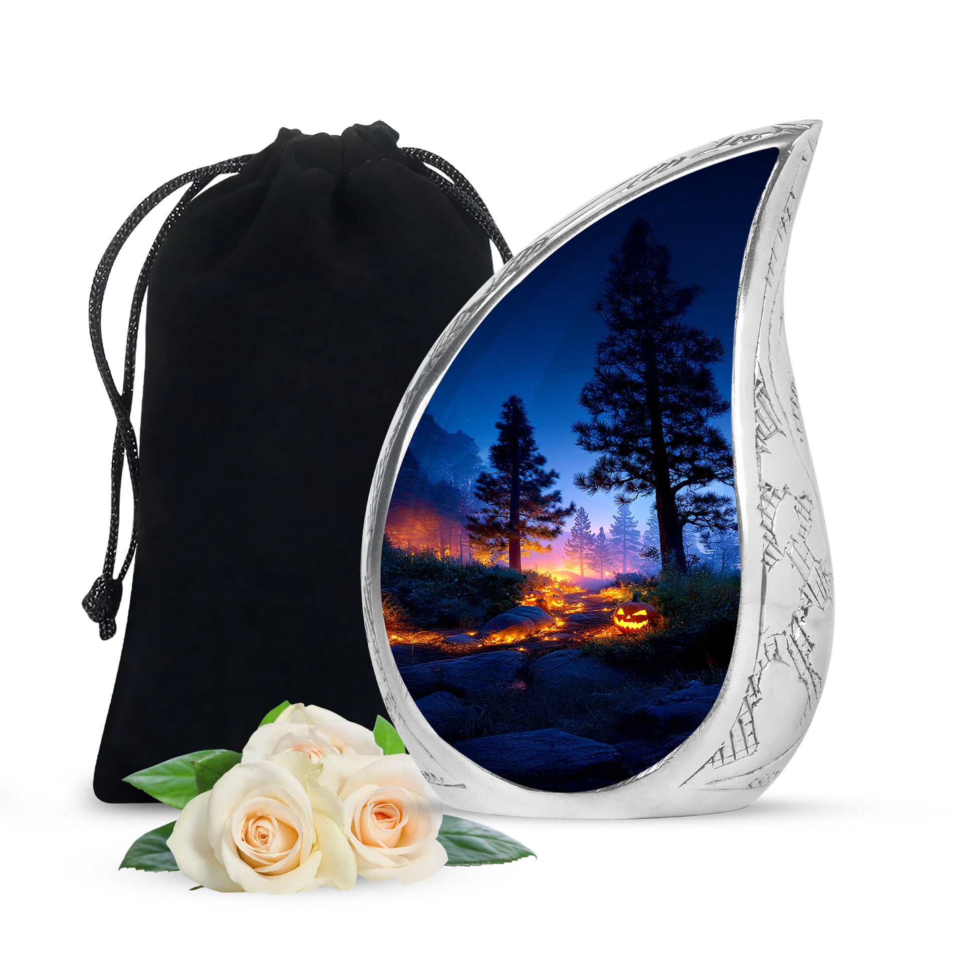 Halloween Pumpkin Forest Funeral Urn - Cremation Urn For Loved Ones