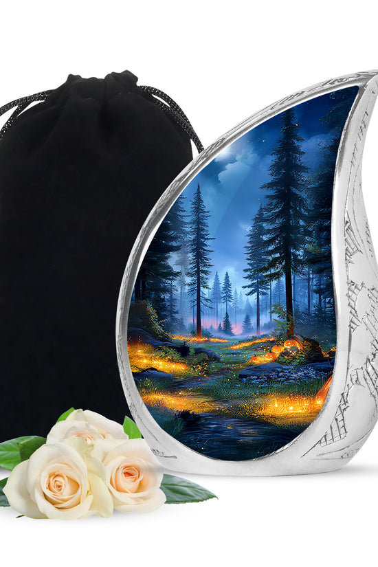Magical Forest Pumpkin Memorial Urn - Funeral Cremation Urn For Ashes