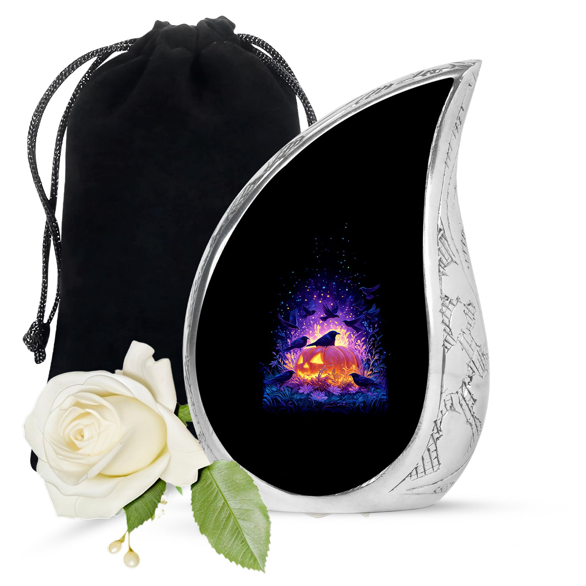 Raven Bird Memorial Urn - Fantasy Halloween Urn For Adult Ashes