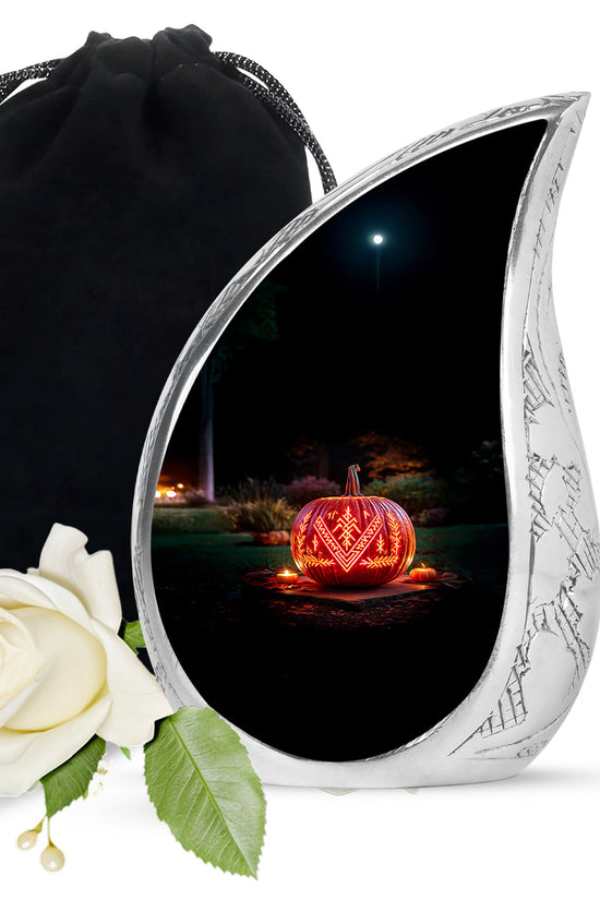 Halloween Cremation Urn - Glowing Pumpkin Memorial Urn For Burial