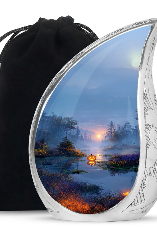 Halloween Forest Memorial Urn - Sunset Nature Funeral Urn For Adult Ashes