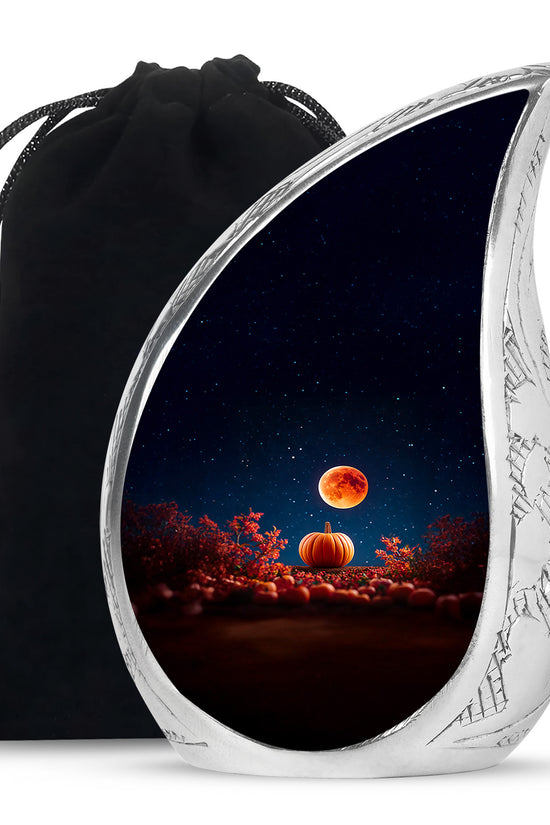 Red Moonlight Cremation Urn - Halloween Pumpkin Funeral Urn For Human Ashes