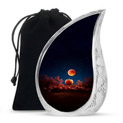 Red Moonlight Cremation Urn - Halloween Pumpkin Funeral Urn For Human Ashes