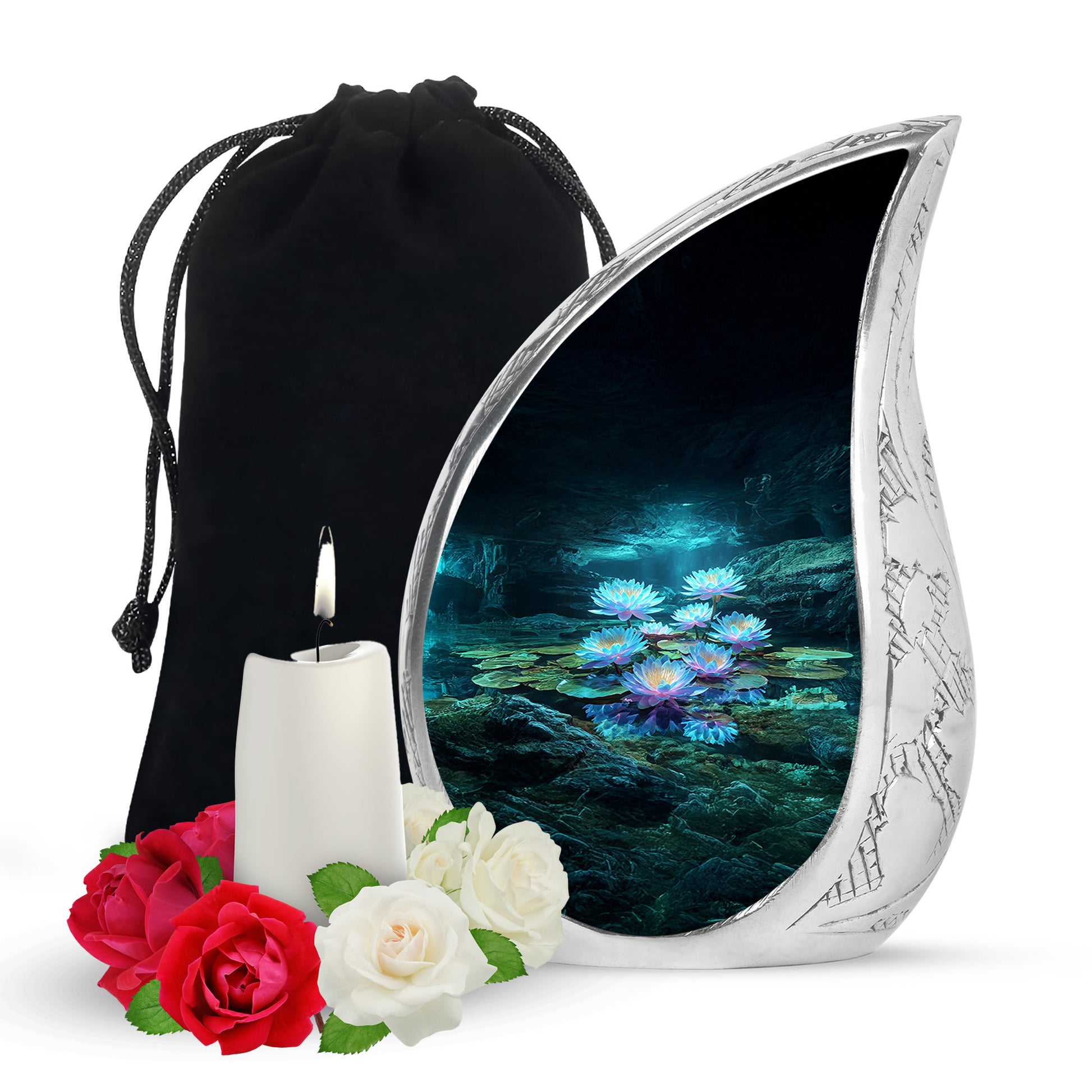 Lotus Cremation Theme Urn - Decorative Funeral Urn For Human Ashes