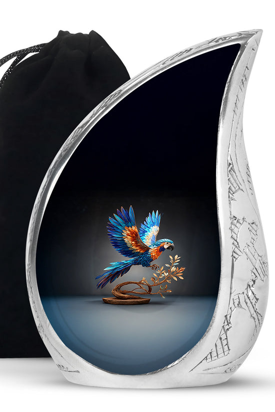 Artistic Parrot Theme Funeral Urn - Large Memorial Urn For Adult Ashes