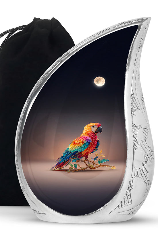 Colourful Artistic Parrot Memorial Urn - Elegent Cremation Urn For Ashes