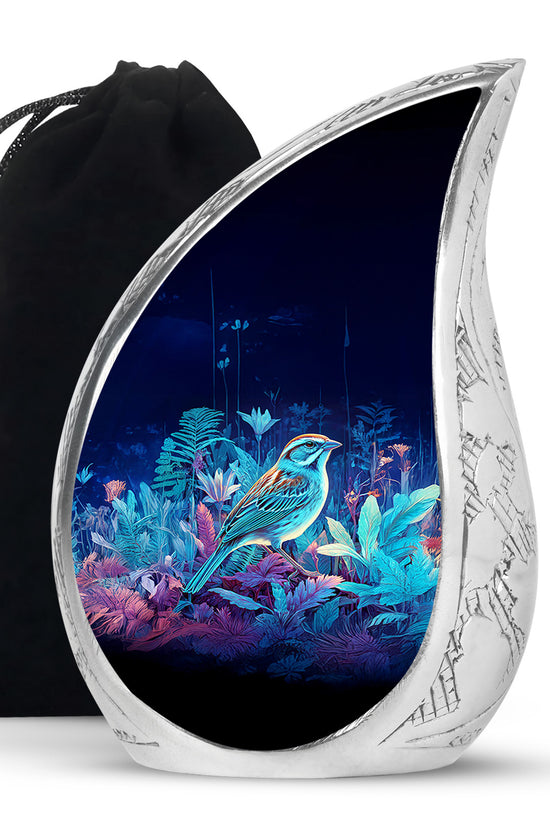 Blue Bird Memorial Urn - Aluminium Cremation Urn for Adult Human Ashes
