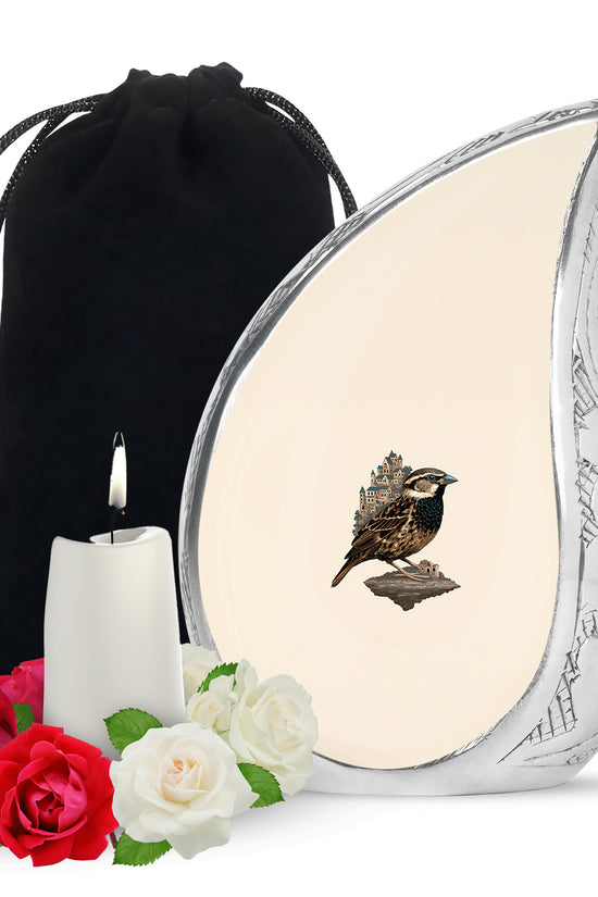 Bird Funeral Urn – Artistic Beige Funeral Urn for Burial