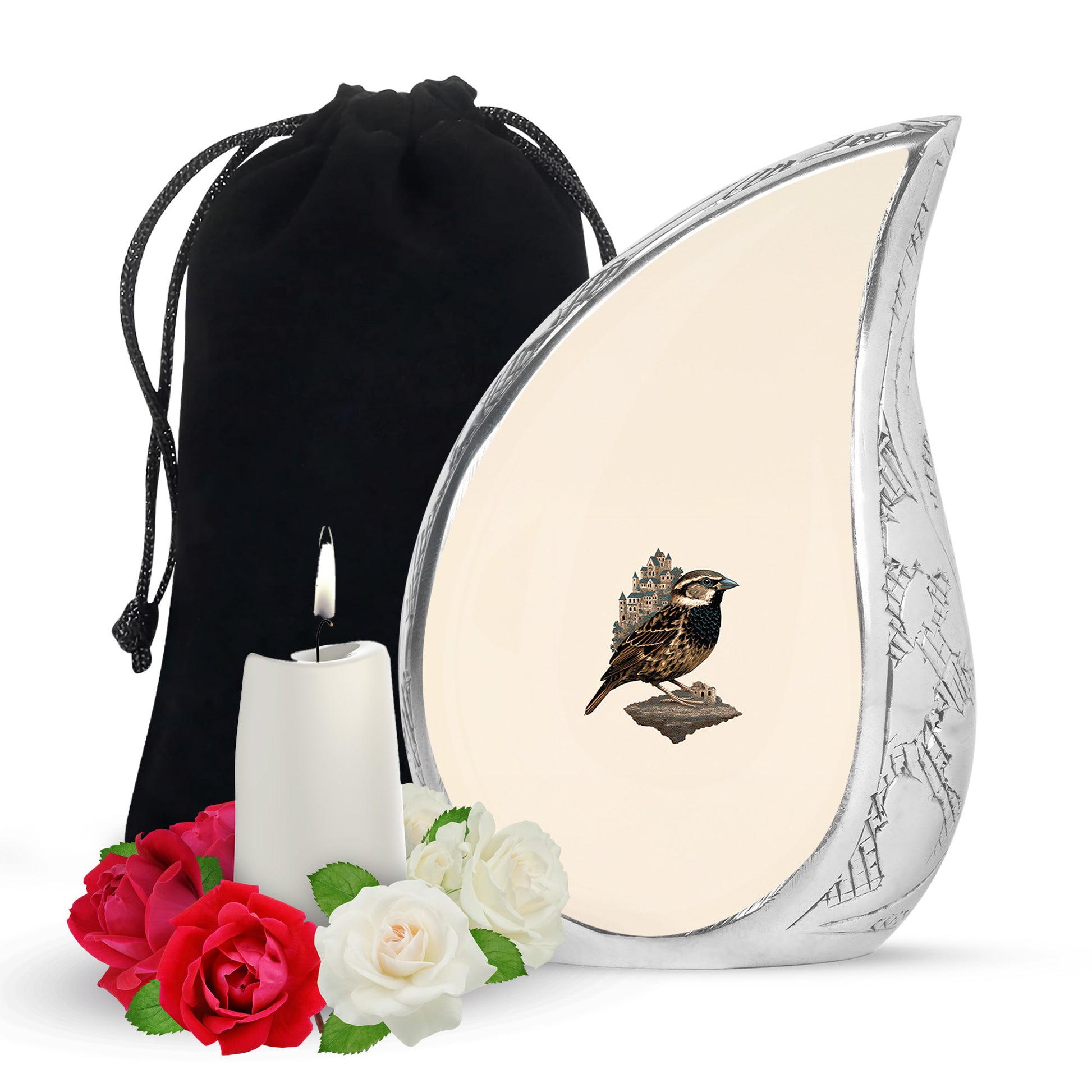 Bird Funeral Urn – Artistic Beige Funeral Urn for Burial