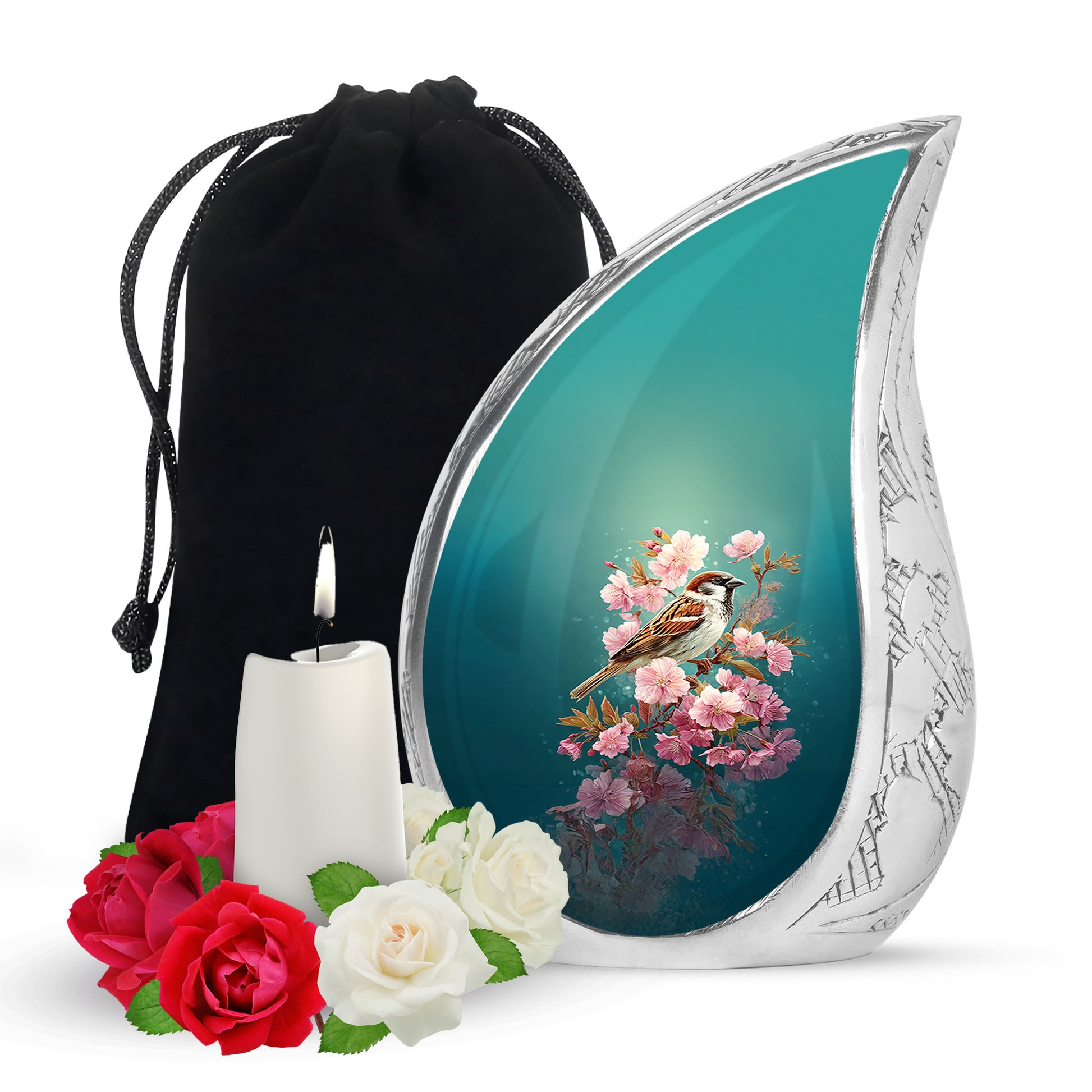 Bird & Blossom Cremation Urn - Beautiful Cremation Urn for Adult Female