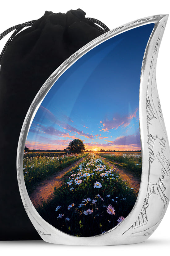 Daisy Flowers Theme Cremation Urn For Ashes - Scenic Nature Memorial Urn For Adults