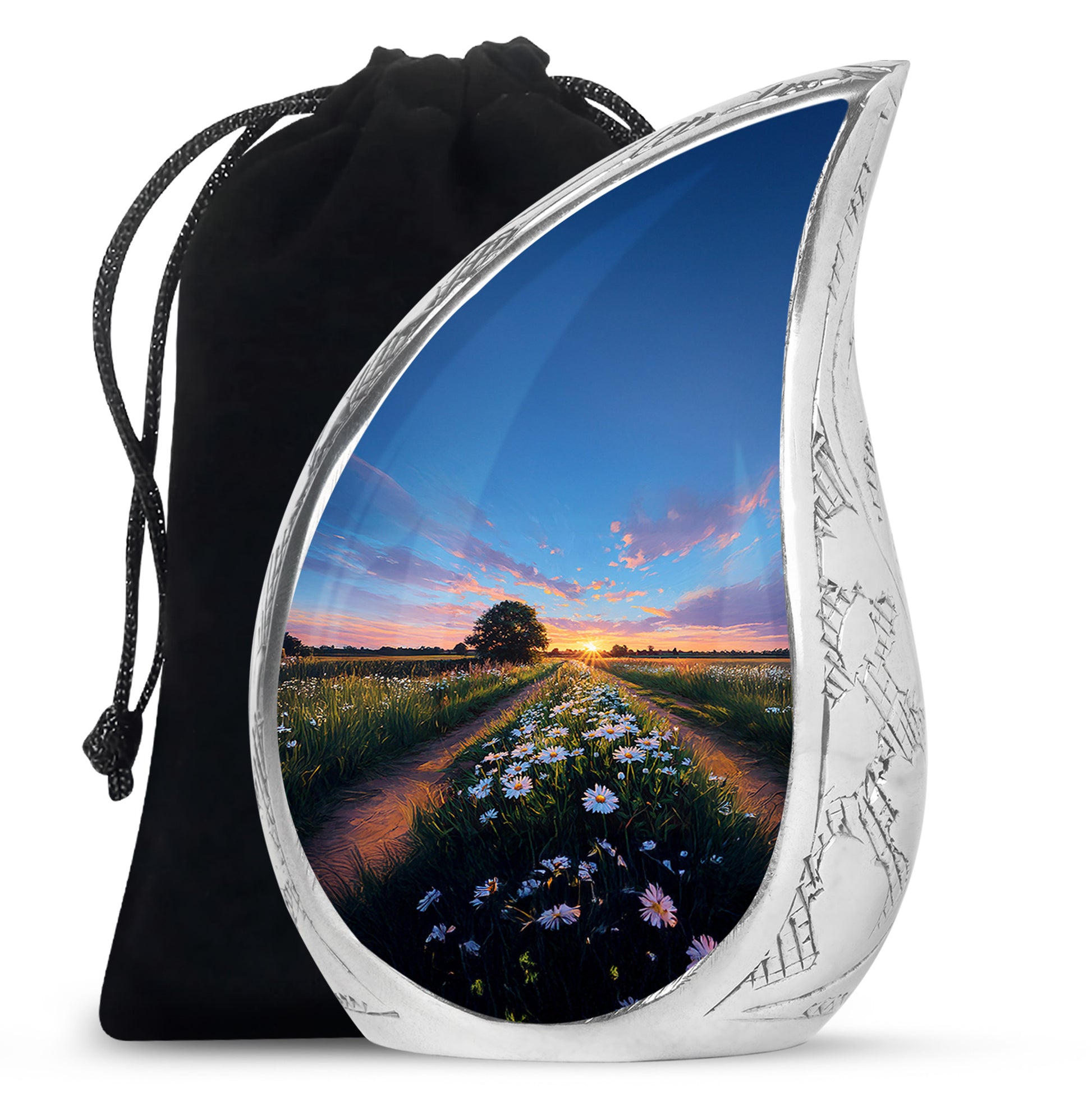Daisy Flowers Theme Cremation Urn For Ashes - Scenic Nature Memorial Urn For Adults