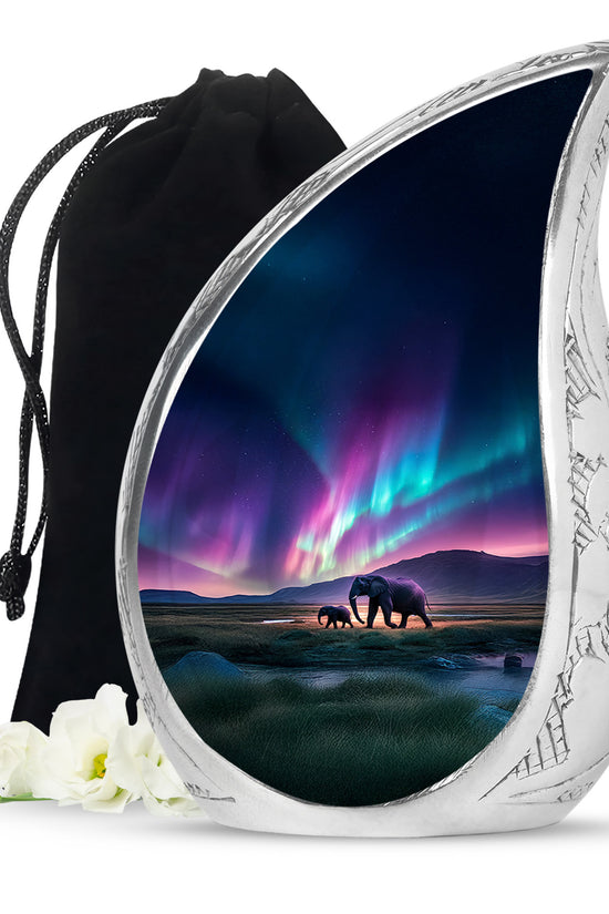 Elephant Theme Funeral Urn - Aurora Borealis Theme Cremation Urn For Ashes