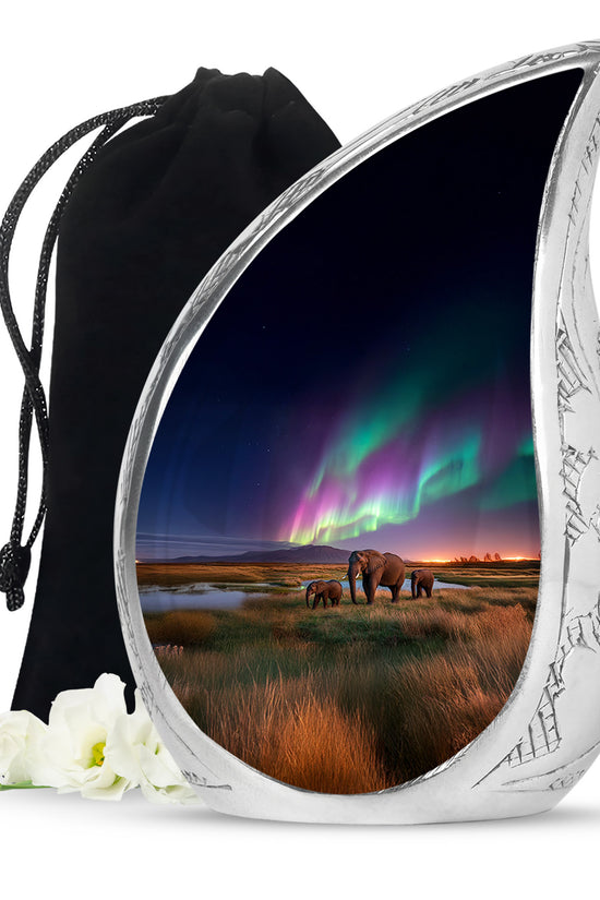 Elephant Family Theme Cremation Urn - Aluminium Memorial Urn For Loved Ones