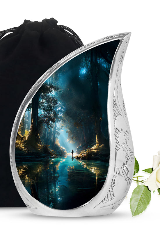 Peaceful Woodland Fishing Memorial Urn - Cremation Urns For Human Ashes