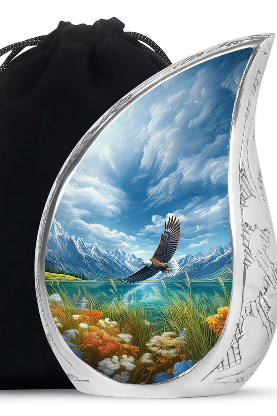 Beautiful Flying Eagle Cremtion Urn - Aluminium Memorial Urn For Loved Ashes