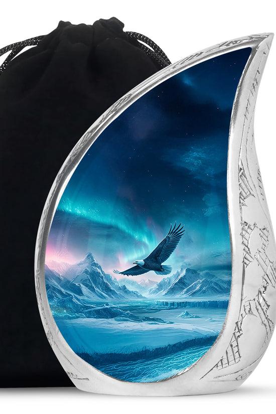 Flying Eagle Memorial Urn - Northern Lights Funeral Urn For Human Ashes