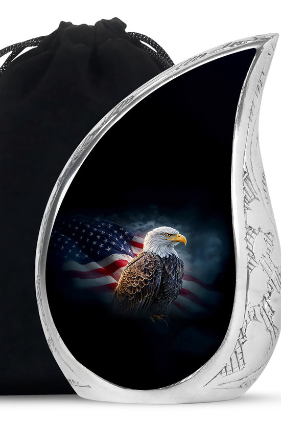 American Flag Memorial Urn - Military Theme Funeral Urn For Adult Ashes