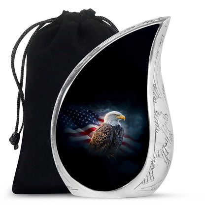 American Flag Memorial Urn - Military Theme Funeral Urn For Adult Ashes