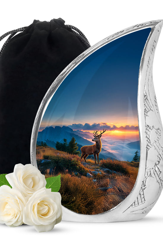 Mountain Deer Funeral Urn - Sunset Memorial Urn For Human Ashes