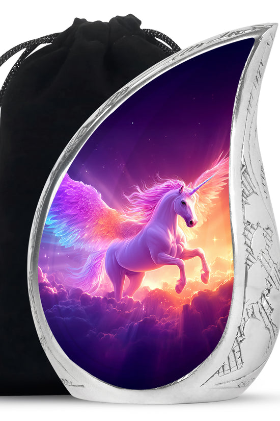 Purple Unicorn Cremation Urn - Aluminium Large Memorial Urn For Ashes
