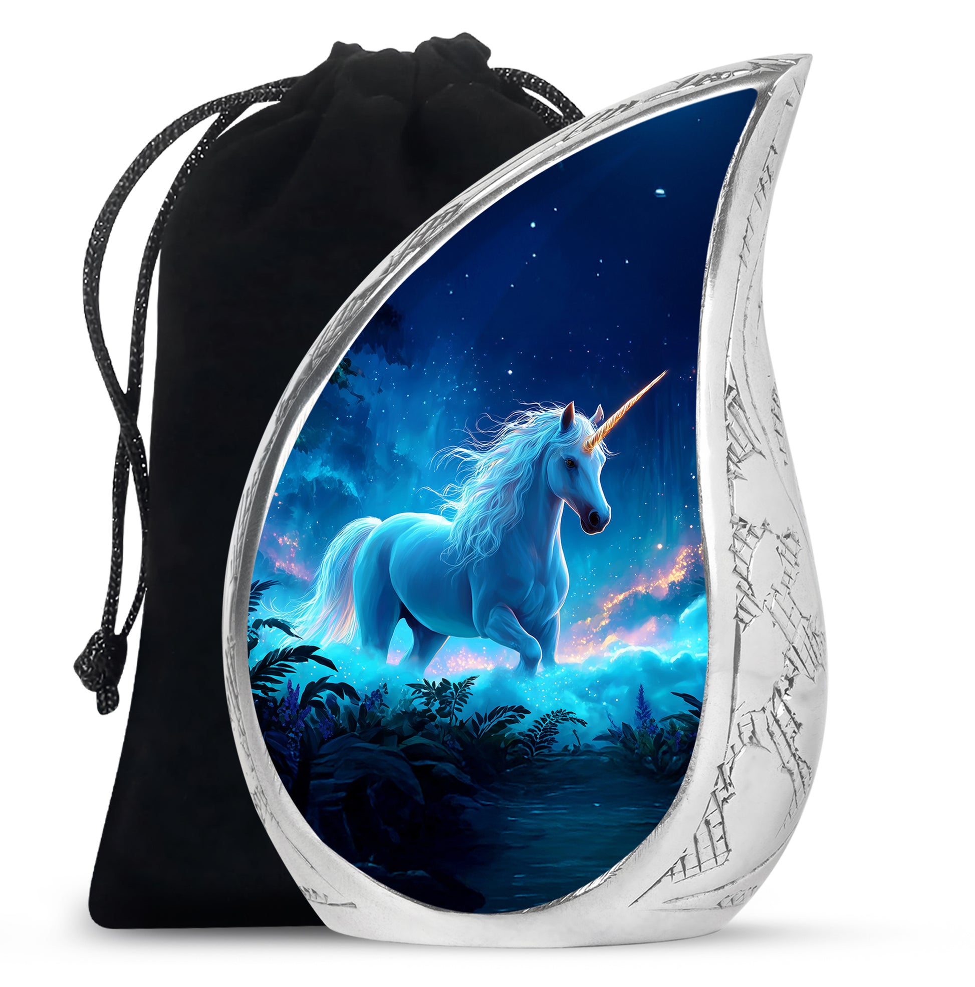 Blue Unicorn Cremation Memorial Urn - Decorative Funeral Urn For Human Ashes