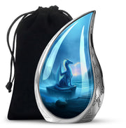 Blue Dragon Cremation Urn - Blue Aluminium Funeral Urn For Ashes