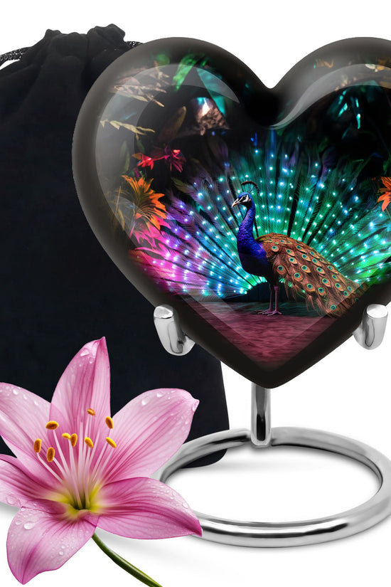 Peacock Bird Memorial Theme Urn - Beautiful Funeral Urn For Human Ashes