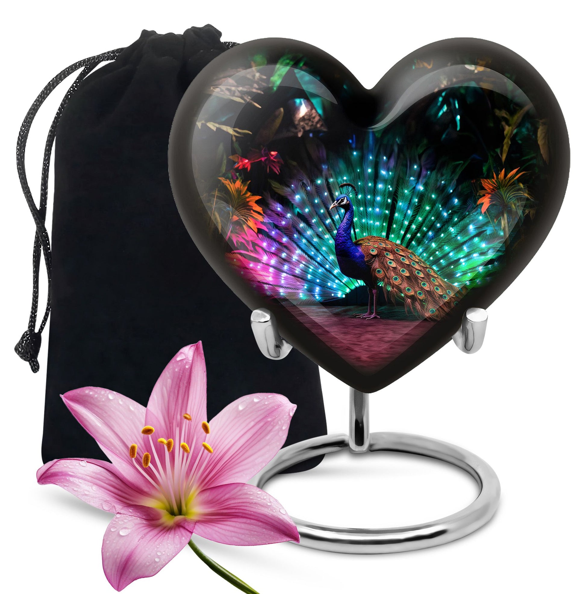 Peacock Bird Memorial Theme Urn - Beautiful Funeral Urn For Human Ashes