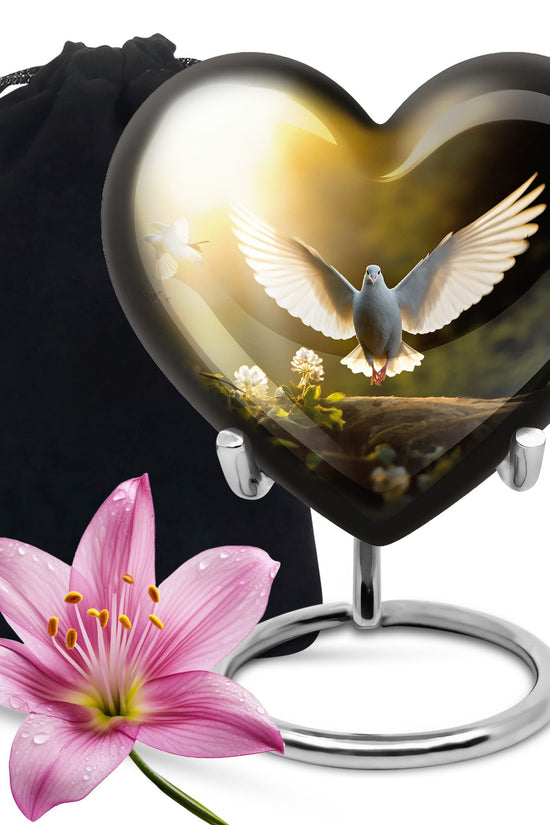 Dove Bird Tribute Cremation Urn - Aluminium Memorial Urn For Burial