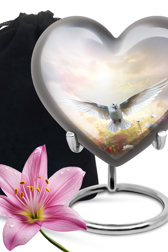 Dove Bird Cremation Urn - White Funeral Urn For Loved Ones