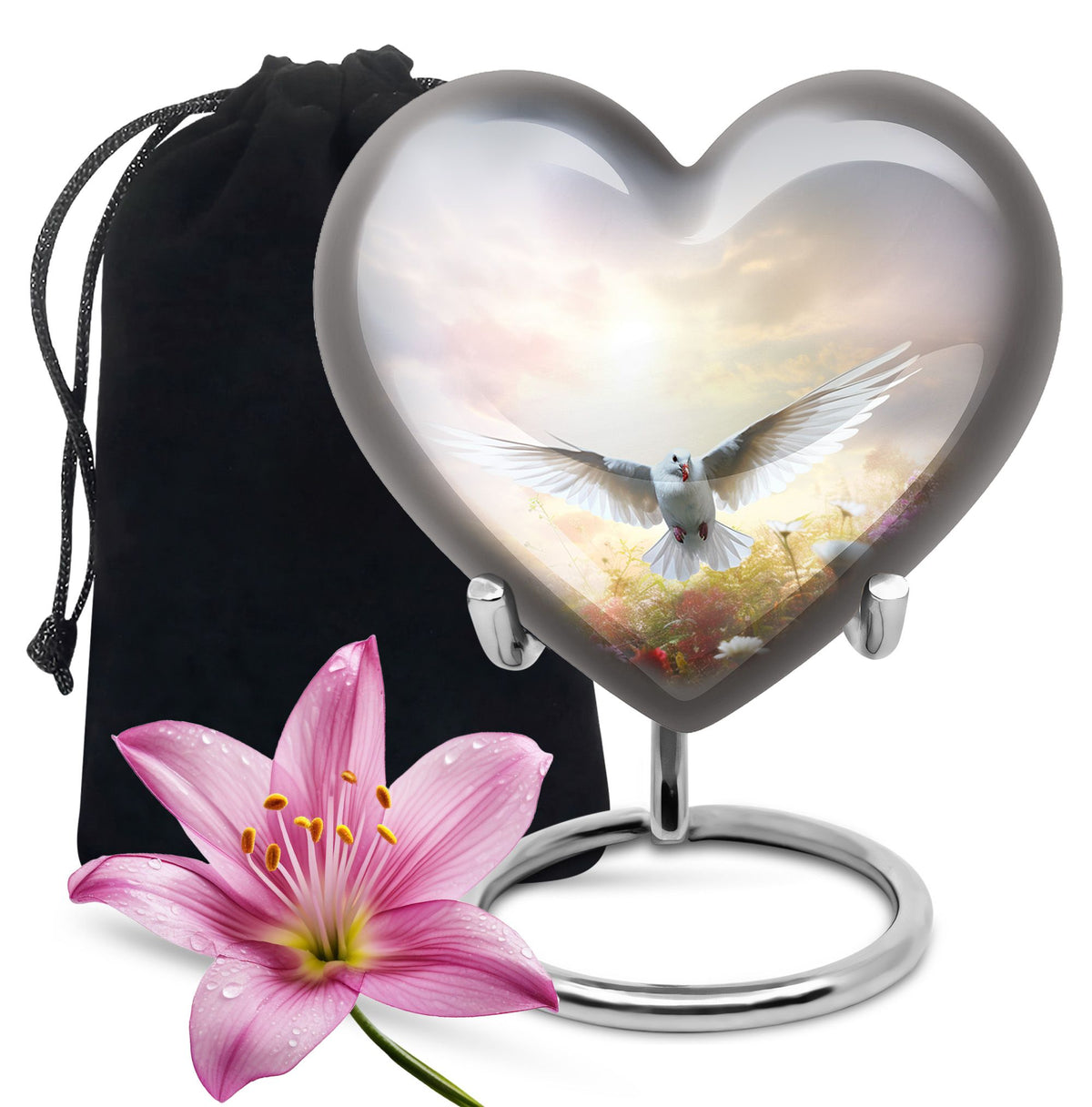 Dove Bird Cremation Urn - White Funeral Urn For Loved Ones