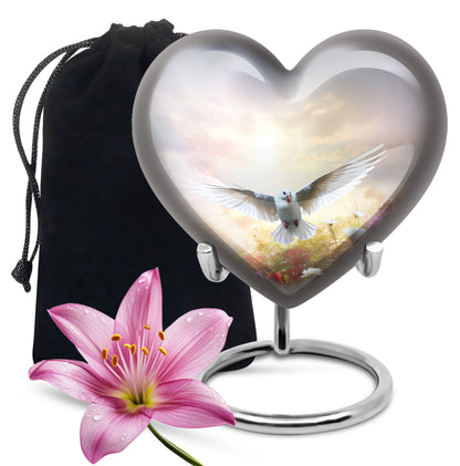 Dove Bird Cremation Urn - White Funeral Urn For Loved Ones