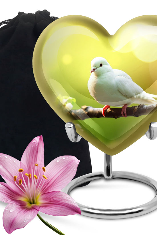 White Dove Funeral Urn - Aluminium Memorial Urn For Human Ashes