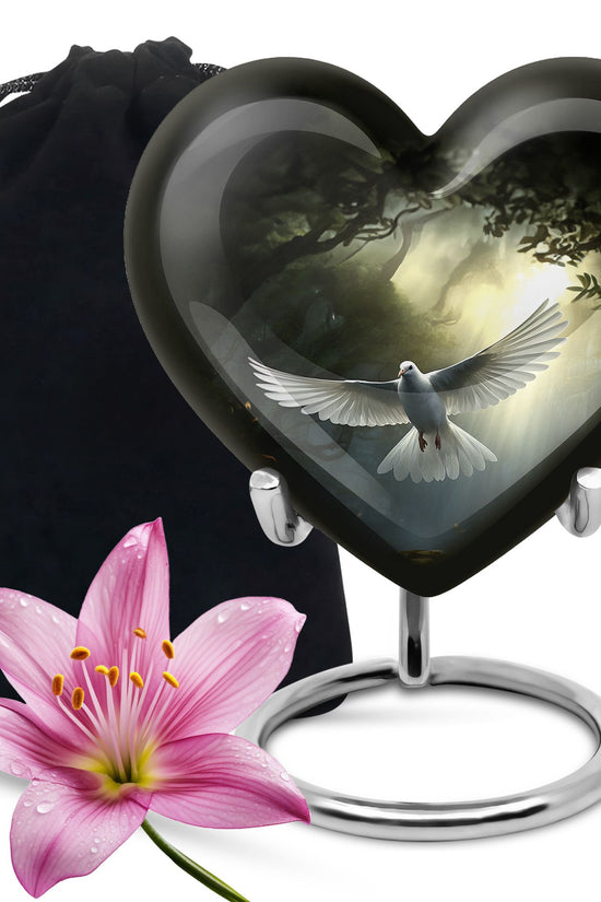 Mystical White Dove Cremation Urn - Forest Memorial Urn For Human Ashes